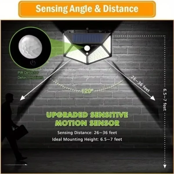 4PCS New Solar Lights Outdoor Wall Lamp PIR Motion Sensor 100LED Solar Powered Sunlight Street Light for Garden Courtyard Gifts - Image 3