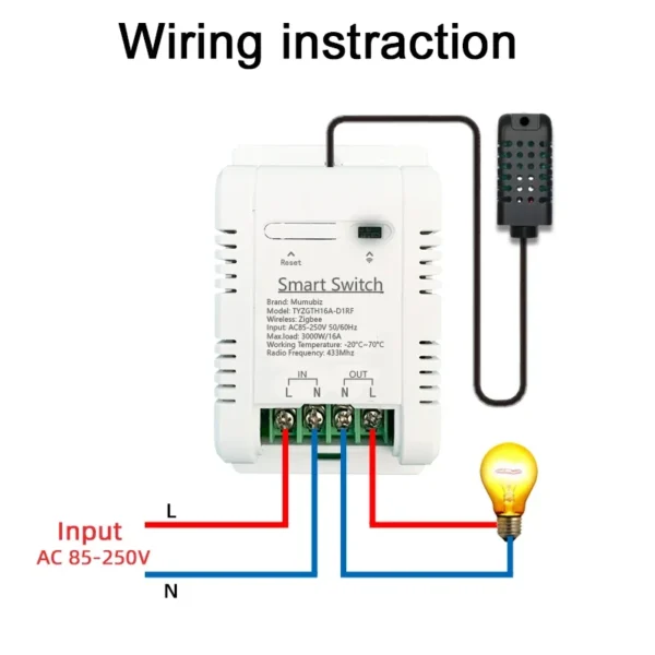 Mumubiz Tuya Zigbee Switch With Temperature Humidity Sensor ,Smart 16A 3000W Thermostat TH16 Data Monitoring Alexa Compatible - Image 17