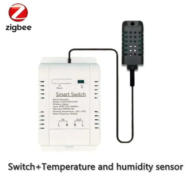 Mumubiz Tuya Zigbee Switch With Temperature Humidity Sensor ,Smart 16A 3000W Thermostat TH16 Data Monitoring Alexa Compatible - Image 7