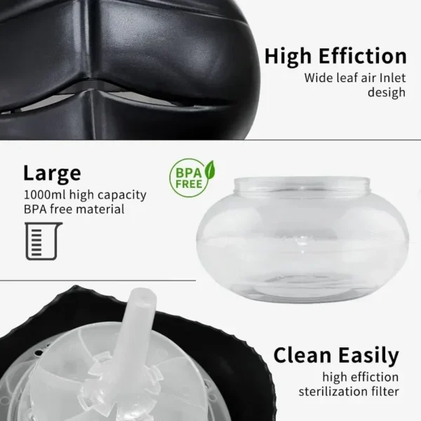 Water-Based Purifier Air Washer, Air Revitalizer & Freshener, Air Fresher with 7 LED Color Changing Light for Rooms (Black) - Image 2