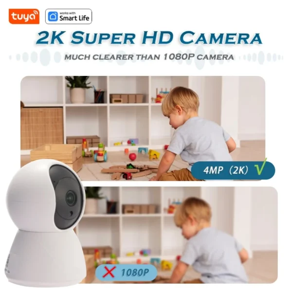 USB Tuya 4MP Indoor Camera,2K Security Camera for Baby Monitor,PTZ Wifi Cameras for Home Security,Pet Camera with Phone App - Image 3
