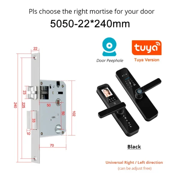 Tuya Smart Home WiFi Remote Unlock Electronic Fingerprint Digital Door Lock With HD Camera And Indoor Display - Image 8
