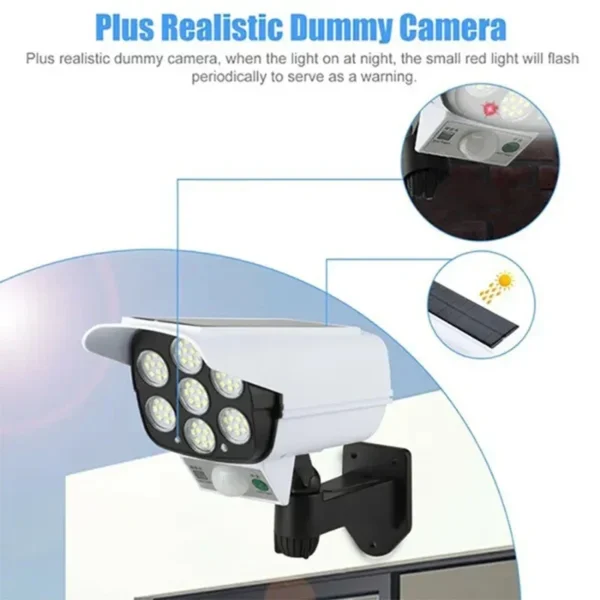 77LED Solar Light Simulation Security Dummy Camera Motion Sensor Outdoor Night Light IP65 Waterproof Lamp 3 Mode For Home Garden - Image 9