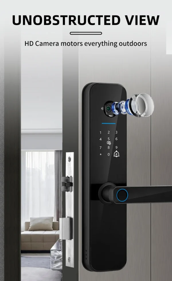 Tuya Smart Home WiFi Remote Unlock Electronic Fingerprint Digital Door Lock With HD Camera And Indoor Display - Image 4