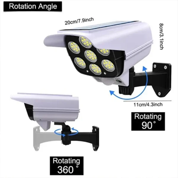 77LED Solar Light Simulation Security Dummy Camera Motion Sensor Outdoor Night Light IP65 Waterproof Lamp 3 Mode For Home Garden - Image 11
