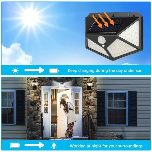 4PCS New Solar Lights Outdoor Wall Lamp PIR Motion Sensor 100LED Solar Powered Sunlight Street Light for Garden Courtyard Gifts - Image 11
