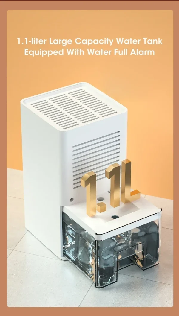 1.1L Portable Dehumidifier Smart Air Purifier Moisture Absorbers Machine for Home Room Office Eliminate Damp Mold and Moisture - Image 16