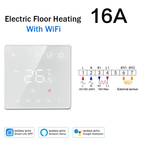 Tuya Wifi Thermostat Floor Heating  Smart Home Wifi Thermostat Electric Heating 220V Thermostats Intelligents Google Home Alexa - Image 10
