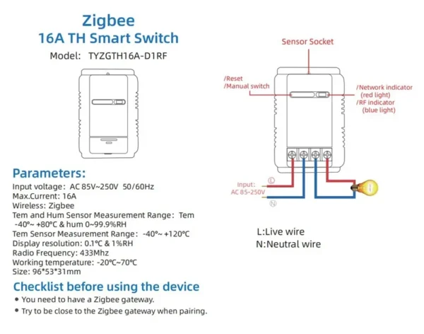 Mumubiz Tuya Zigbee Switch With Temperature Humidity Sensor ,Smart 16A 3000W Thermostat TH16 Data Monitoring Alexa Compatible - Image 18
