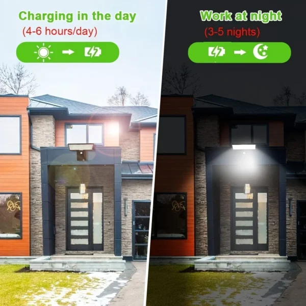 Solar Security Lights Solar Flood Lights Outdoor Waterproof with Motion Sensor 4 Modes 90 LEDs Wall Lights for Porch Yard Garden - Image 5