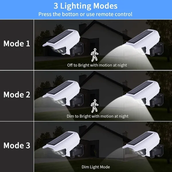 77LED Solar Light Simulation Security Dummy Camera Motion Sensor Outdoor Night Light IP65 Waterproof Lamp 3 Mode For Home Garden - Image 2