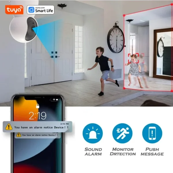 USB Tuya 4MP Indoor Camera,2K Security Camera for Baby Monitor,PTZ Wifi Cameras for Home Security,Pet Camera with Phone App - Image 4