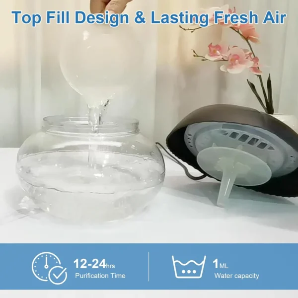 Water-Based Purifier Air Washer, Air Revitalizer & Freshener, Air Fresher with 7 LED Color Changing Light for Rooms (Black) - Image 9