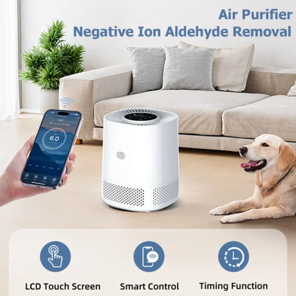 Smart WIFI Air Purifier Negative Ions Remove Formaldehyde PM2.5 And Odor Energy Efficient Air Quality Monitor Filtration System