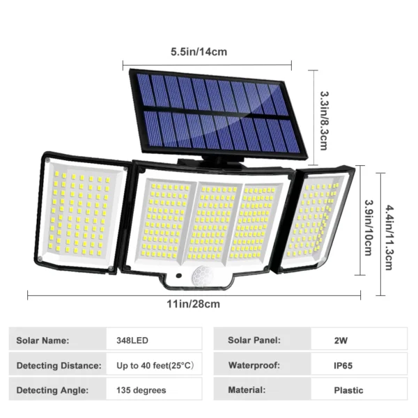 234LED Solar Light Outdoor Waterproof With Motion Sensor 3 Lighting Mode Security Light Solar Flood Light for Garden Garage Yard - Image 6