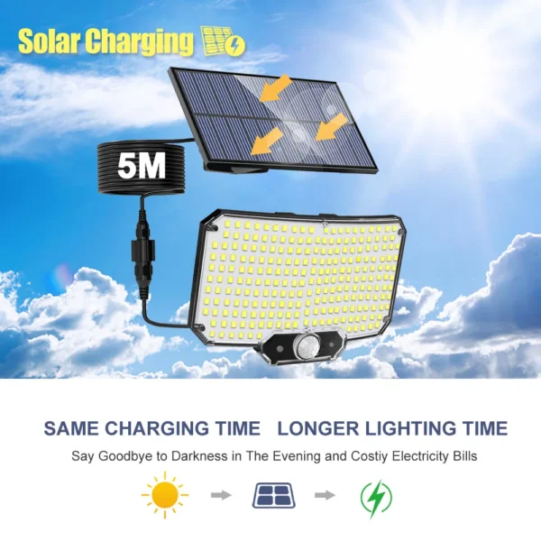 234LED Solar Light Outdoor Waterproof With Motion Sensor 3 Lighting Mode Security Light Solar Flood Light for Garden Garage Yard - Image 18