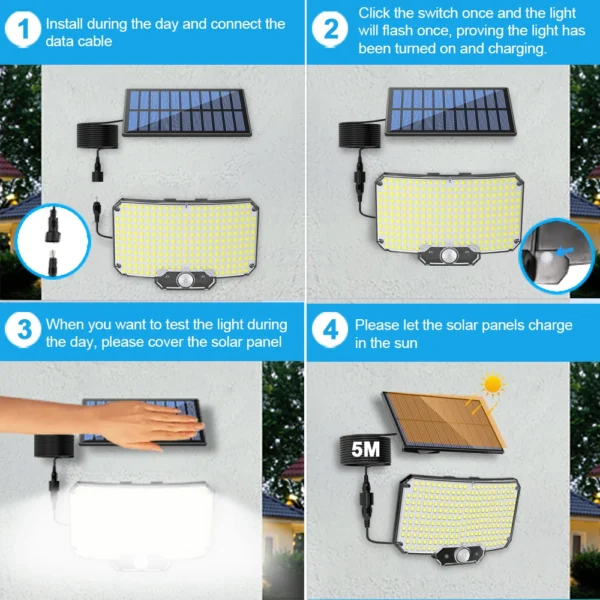 234LED Solar Light Outdoor Waterproof With Motion Sensor 3 Lighting Mode Security Light Solar Flood Light for Garden Garage Yard - Image 19
