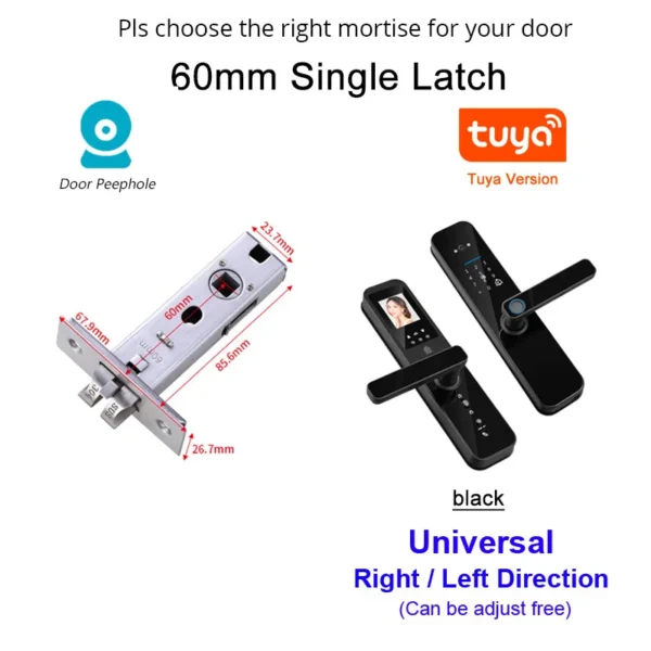 Tuya Smart Home WiFi Remote Unlock Electronic Fingerprint Digital Door Lock With HD Camera And Indoor Display - Image 13