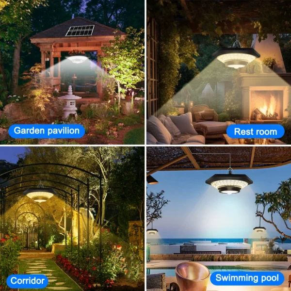 Solar Pendant Lights Outdoor Solar Shed Light Motion Sensor 288 LEDs Dimmable Indoor Barn Lamp Waterproof Gazebo Yard Garage Pat - Image 12
