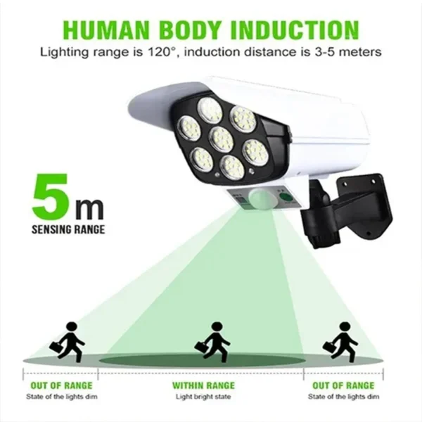 77LED Solar Light Simulation Security Dummy Camera Motion Sensor Outdoor Night Light IP65 Waterproof Lamp 3 Mode For Home Garden - Image 10