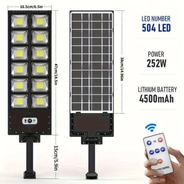 250W Solar Lights Outdoor Waterproof 8000LM LED Flood Lights Motion Sensor with Remote 3 Modes Street Lamp for Yard Garden Path - Image 7