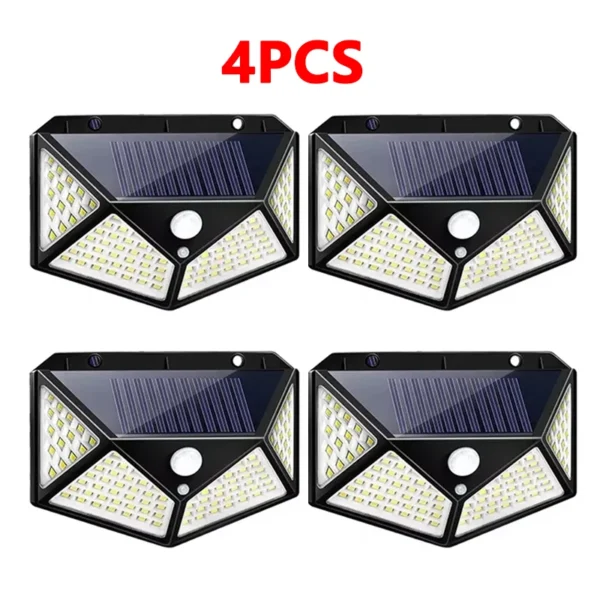 4PCS New Solar Lights Outdoor Wall Lamp PIR Motion Sensor 100LED Solar Powered Sunlight Street Light for Garden Courtyard Gifts