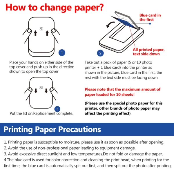 MT53 Color Photo Wifi Printer Portable Mobile Phone Mini Bluetooth Handheld Pocket Printing Machine 2x3 inch Sticky-Backed Paper - Image 25