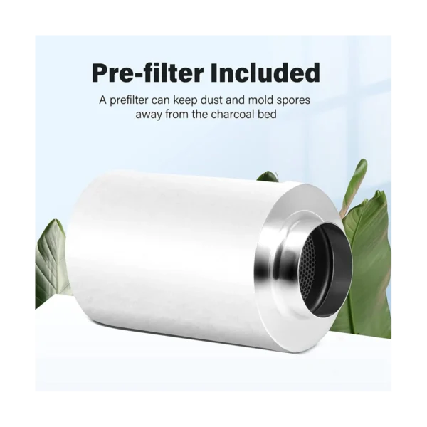 4 Inch Air Carbon Filter Odor Control, Reversible Flange, Pre-Filter Included, Smelliness Scrubber for Grow Tent Rooms - Image 2
