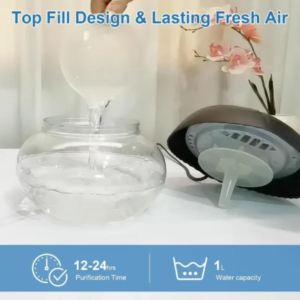 Water-Based Purifier Air Washer, Air Revitalizer & Freshener, Air Fresher with 7 LED Color Changing Light for Rooms (Black) - Image 13