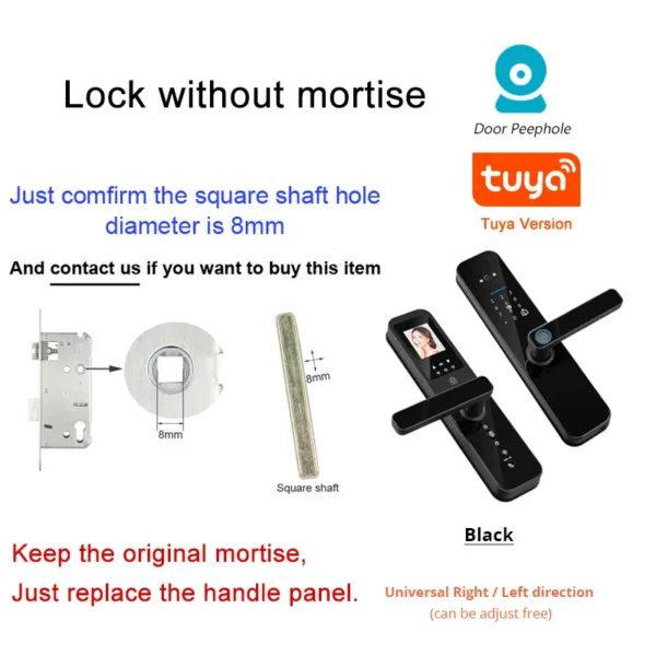 Tuya Smart Home WiFi Remote Unlock Electronic Fingerprint Digital Door Lock With HD Camera And Indoor Display - Image 16