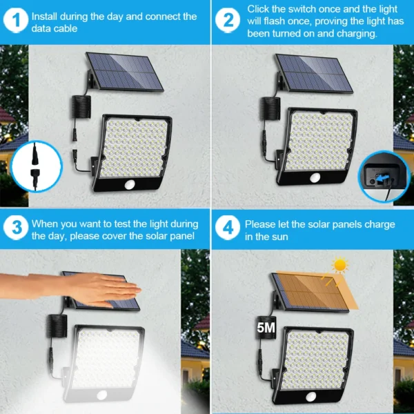 234LED Solar Light Outdoor Waterproof With Motion Sensor 3 Lighting Mode Security Light Solar Flood Light for Garden Garage Yard - Image 35
