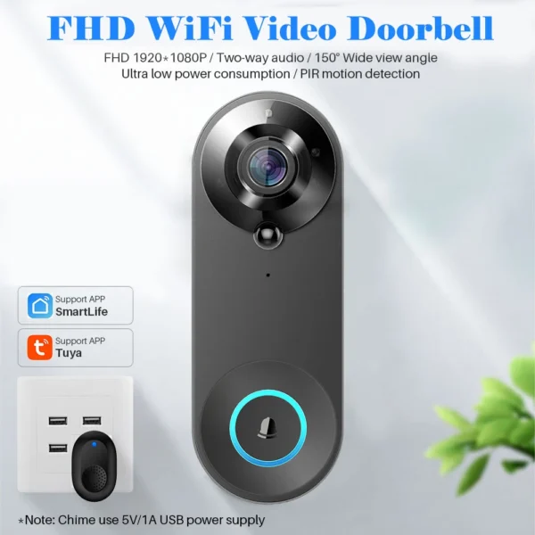 1080P Wireless Video Doorbell Camera WiFi Smart Door Bell Tuya Smart Home Security Motion Detect Night Vision Intercom Doorbell - Image 13