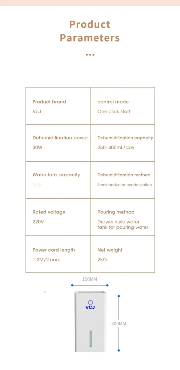1.1L Portable Dehumidifier Smart Air Purifier Moisture Absorbers Machine for Home Room Office Eliminate Damp Mold and Moisture - Image 21