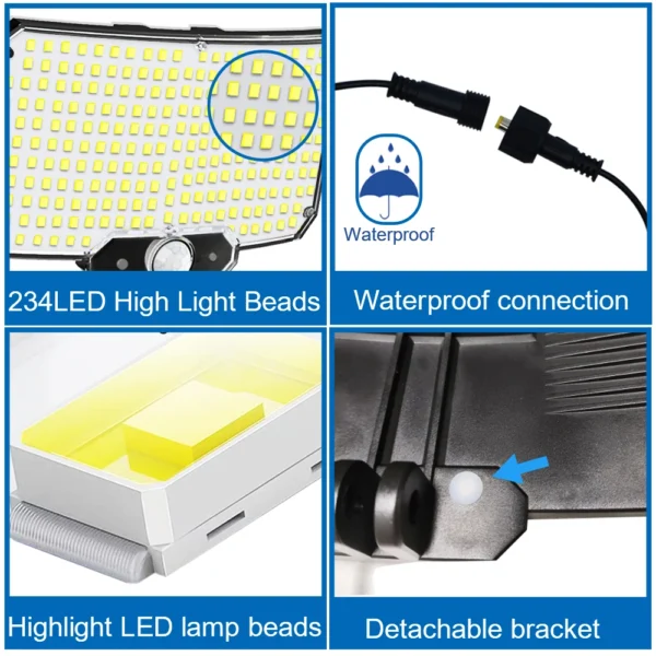 234LED Solar Light Outdoor Waterproof With Motion Sensor 3 Lighting Mode Security Light Solar Flood Light for Garden Garage Yard - Image 20