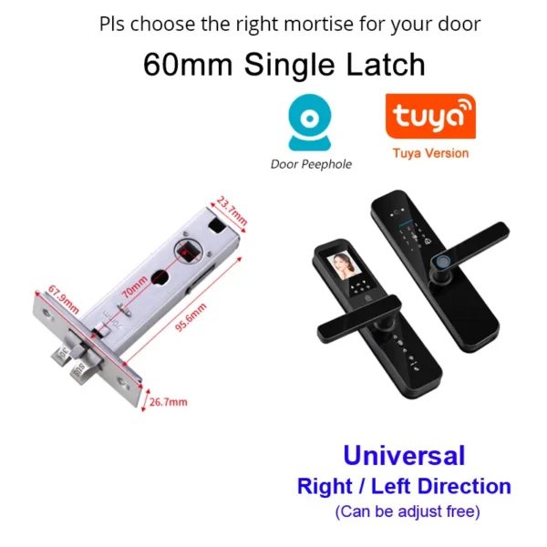 Tuya Smart Home WiFi Remote Unlock Electronic Fingerprint Digital Door Lock With HD Camera And Indoor Display - Image 11