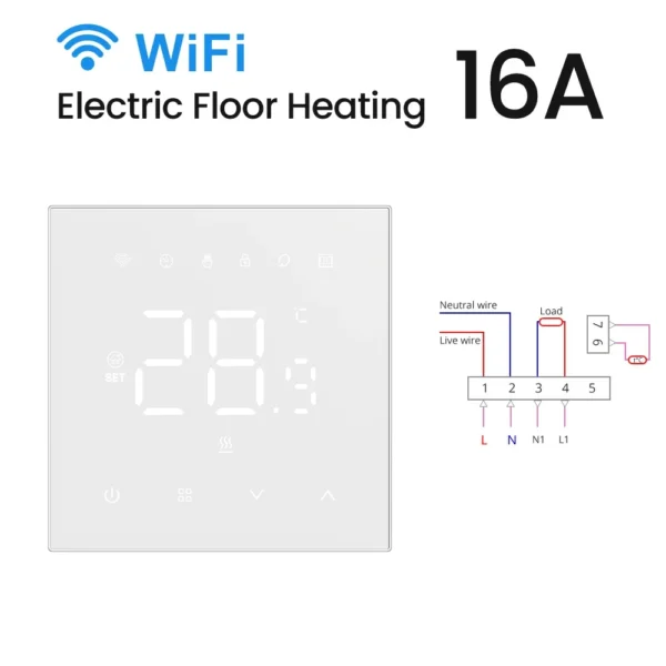 AVATTO Tuya WiFi Heating Thermostat 220v,Smart Electric Water Floor Heating Temperature Controller for Google Home Alexa Alice - Image 8
