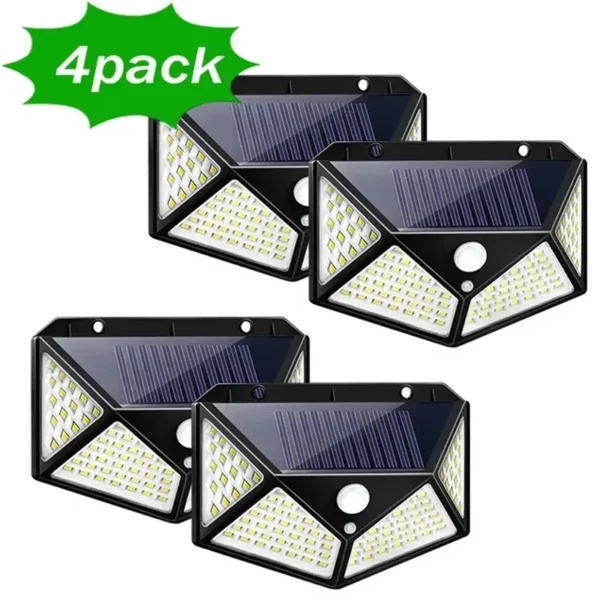 4PCS New Solar Lights Outdoor Wall Lamp PIR Motion Sensor 100LED Solar Powered Sunlight Street Light for Garden Courtyard Gifts - Image 9