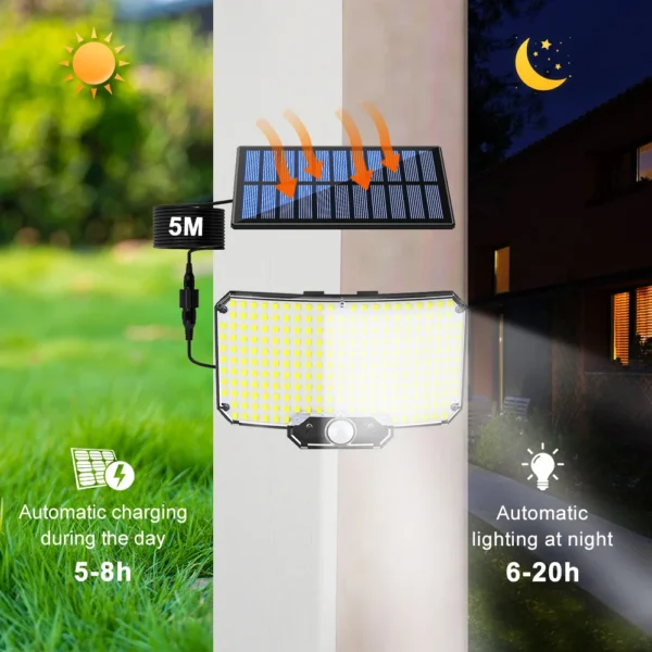 234LED Solar Light Outdoor Waterproof With Motion Sensor 3 Lighting Mode Security Light Solar Flood Light for Garden Garage Yard - Image 2