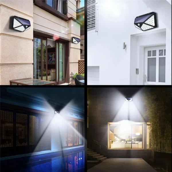 4PCS New Solar Lights Outdoor Wall Lamp PIR Motion Sensor 100LED Solar Powered Sunlight Street Light for Garden Courtyard Gifts - Image 12