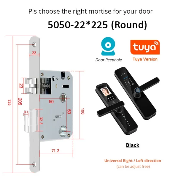 Tuya Smart Home WiFi Remote Unlock Electronic Fingerprint Digital Door Lock With HD Camera And Indoor Display - Image 22