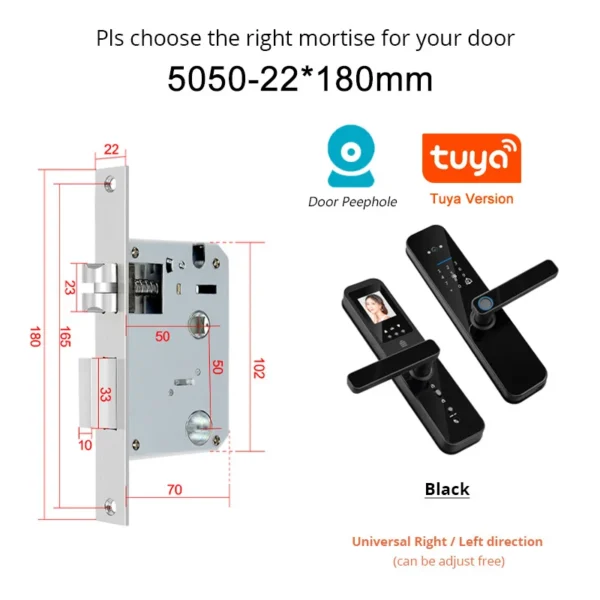 Tuya Smart Home WiFi Remote Unlock Electronic Fingerprint Digital Door Lock With HD Camera And Indoor Display - Image 7