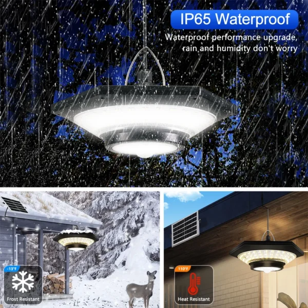 Solar Pendant Lights Outdoor Solar Shed Light Motion Sensor 288 LEDs Dimmable Indoor Barn Lamp Waterproof Gazebo Yard Garage Pat - Image 5