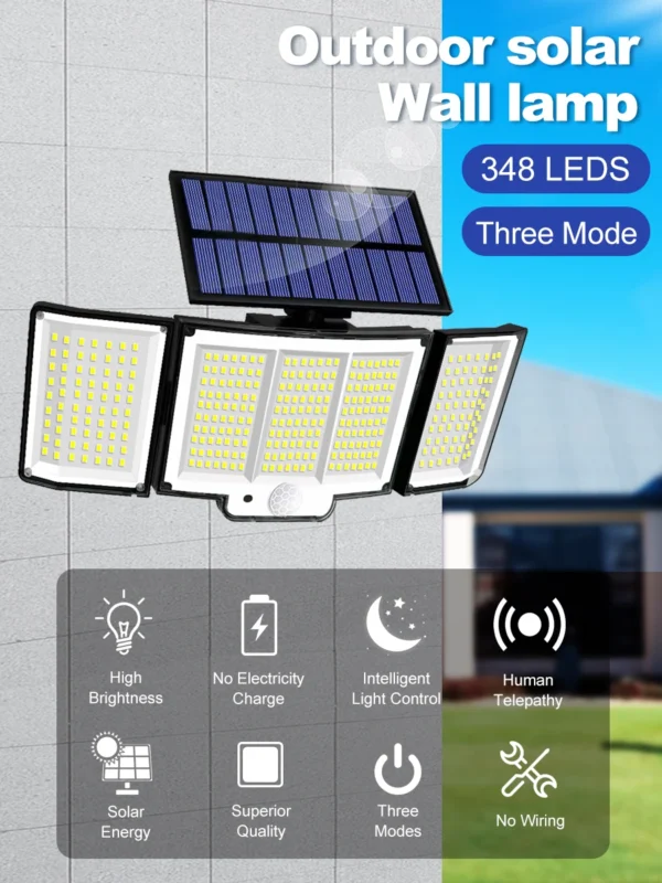 234LED Solar Light Outdoor Waterproof With Motion Sensor 3 Lighting Mode Security Light Solar Flood Light for Garden Garage Yard - Image 38