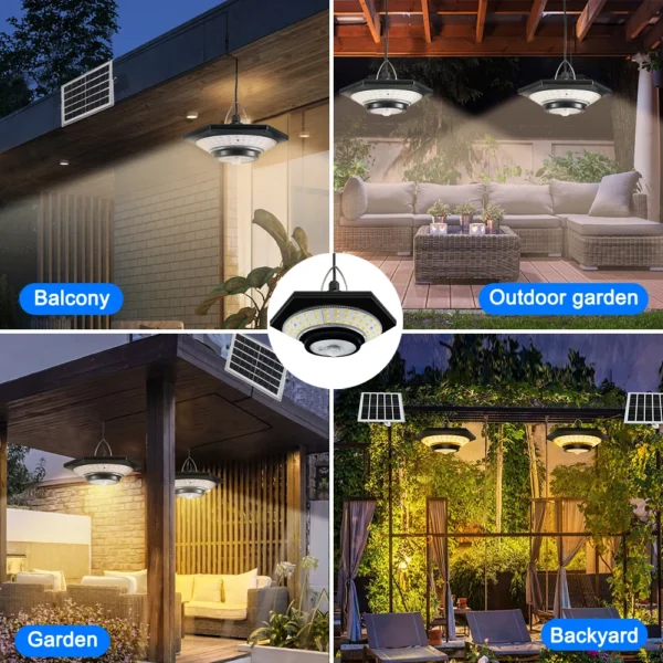 Solar Pendant Lights Outdoor Solar Shed Light Motion Sensor 288 LEDs Dimmable Indoor Barn Lamp Waterproof Gazebo Yard Garage Pat - Image 11
