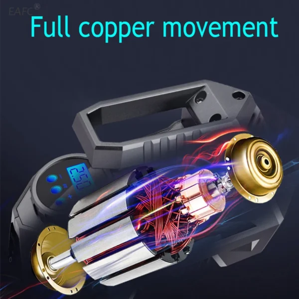 Portable Air Compressor Tire Inflator 150 Psi 12V DC Car Tire Pump With Digital/Pointer Pressure Gauge Auto Emergency Flashlight - Image 4