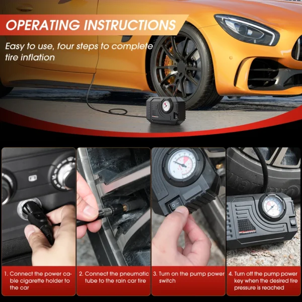 CARSUN Mini Air Pump Tire Inflator Car Electric Mini 20L/Min Portable Air Compressor For Car Motorcycles Bicycle Inflatable - Image 4