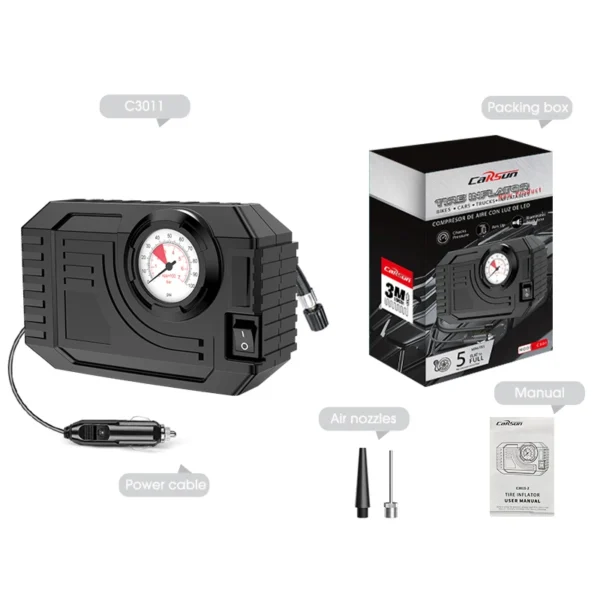 CARSUN Mini Air Pump Tire Inflator Car Electric Mini 20L/Min Portable Air Compressor For Car Motorcycles Bicycle Inflatable - Image 7
