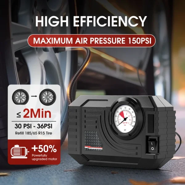 CARSUN Mini Air Pump Tire Inflator Car Electric Mini 20L/Min Portable Air Compressor For Car Motorcycles Bicycle Inflatable - Image 2