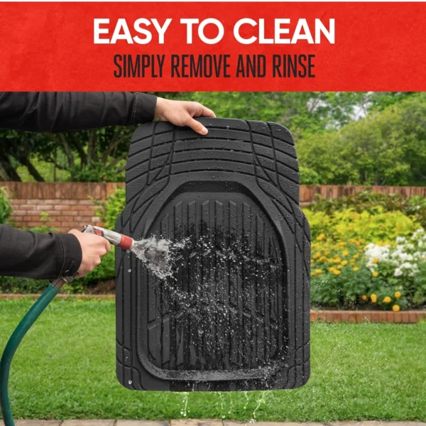 Car Floor Mats-Deep Dish Heavy Duty Rubber Floor Mats for Car SUV Truck & Van-All Weather Protection, Universal Trim to Fit - Image 3