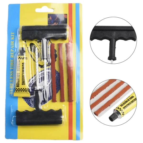 Puncture Repair Kit Car Tire Repair Tools Kit With Rubber Strips Tubeless Flat Tire Repair Tool For Cars Truck Motorcycle - Image 2